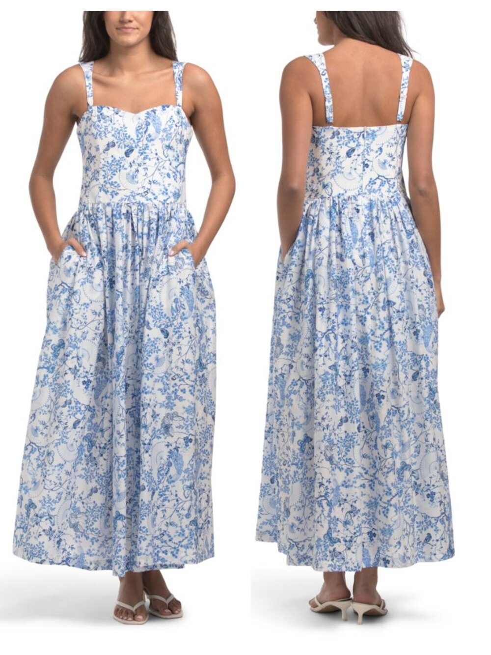Aqua Blu Floral Silk Blend Full Maxi Dress
